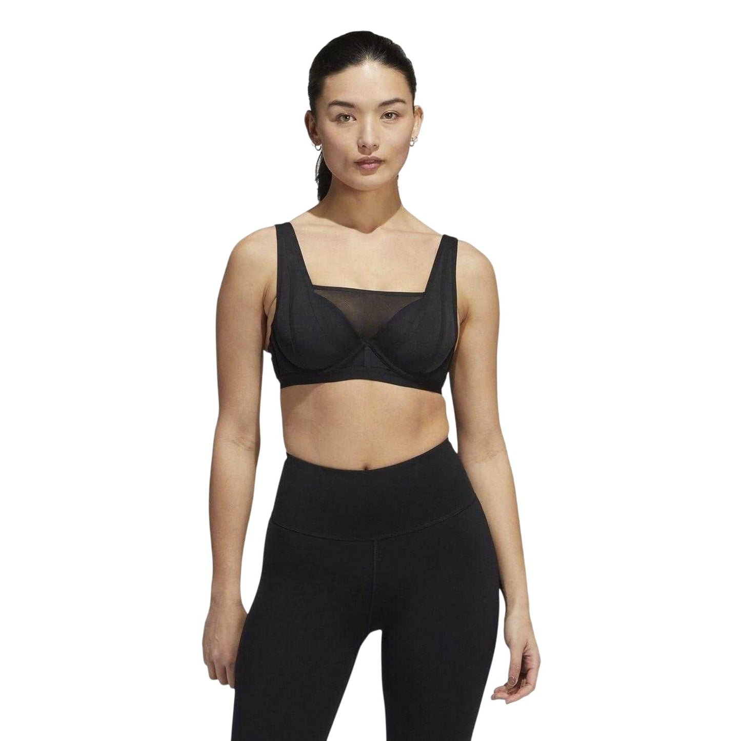 Black - Lifestyle - Adidas Womens-Ladies Luxe Square Neck Snug Fit Bra