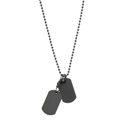 Gunmetal - Back - Fabric Metal Dog Tag And Chain