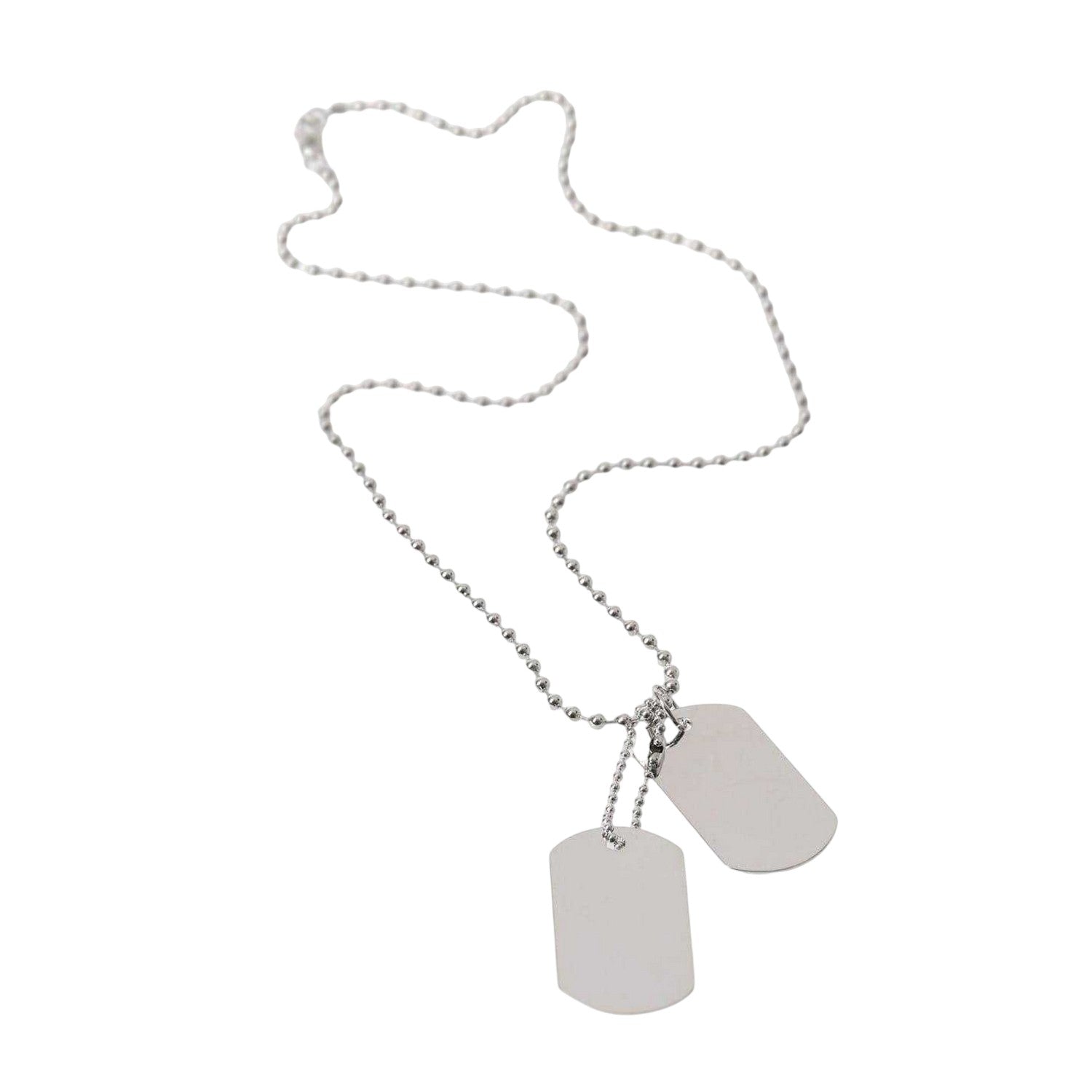 Silver - Back - Fabric Metal Dog Tag And Chain