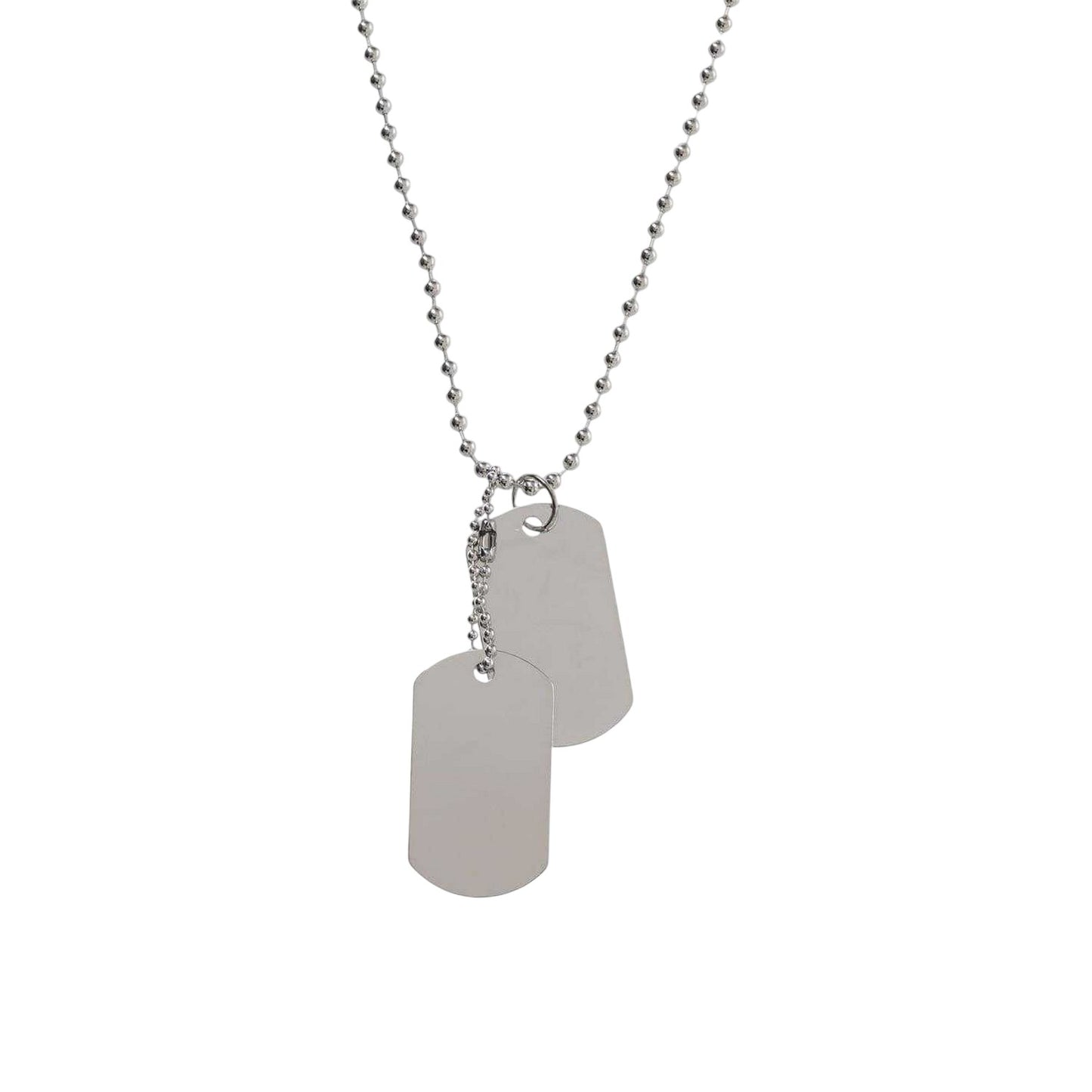 Silver - Side - Fabric Metal Dog Tag And Chain