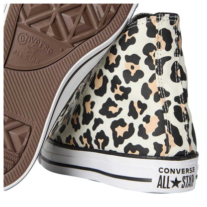 White-Black - Side - Converse Womens-Ladies Chuck Classic Leopard Print High Top Trainers