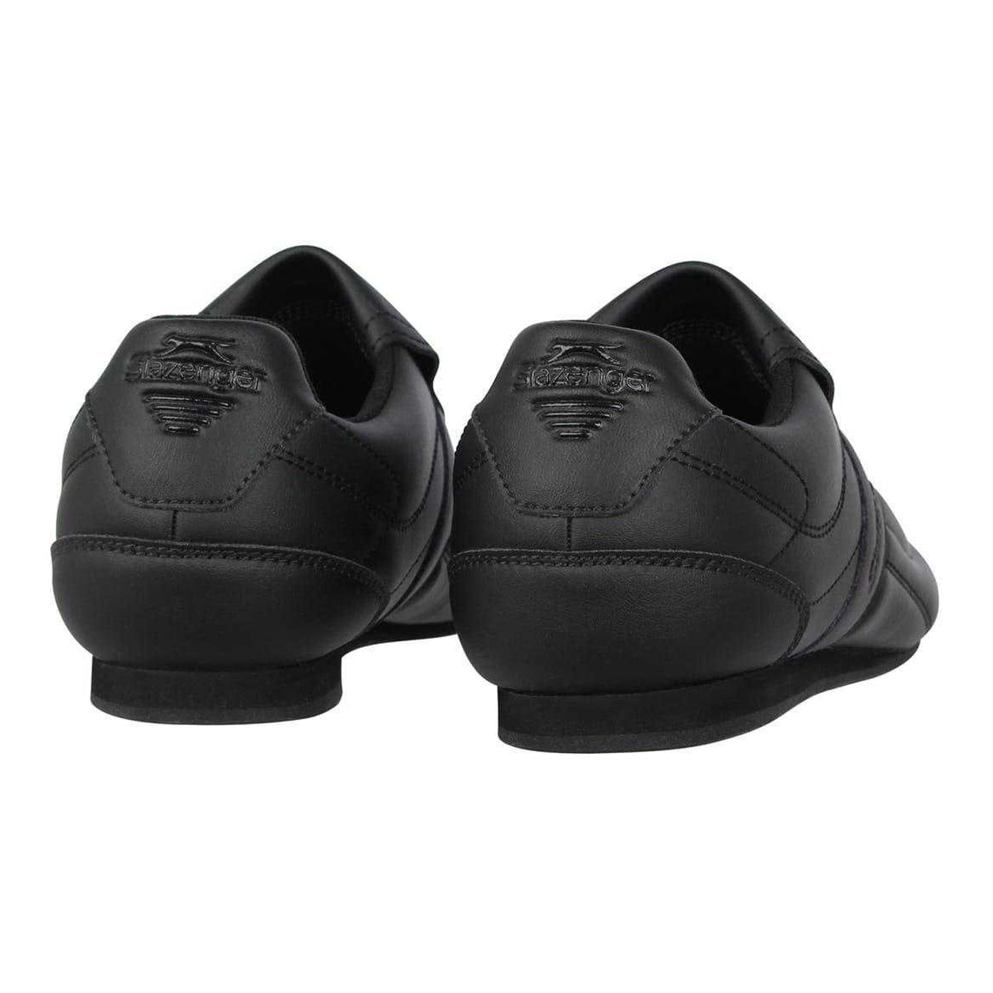 Black-Charcoal - Back - Slazenger Childrens-Kids Warrior Leather Flat Trainers