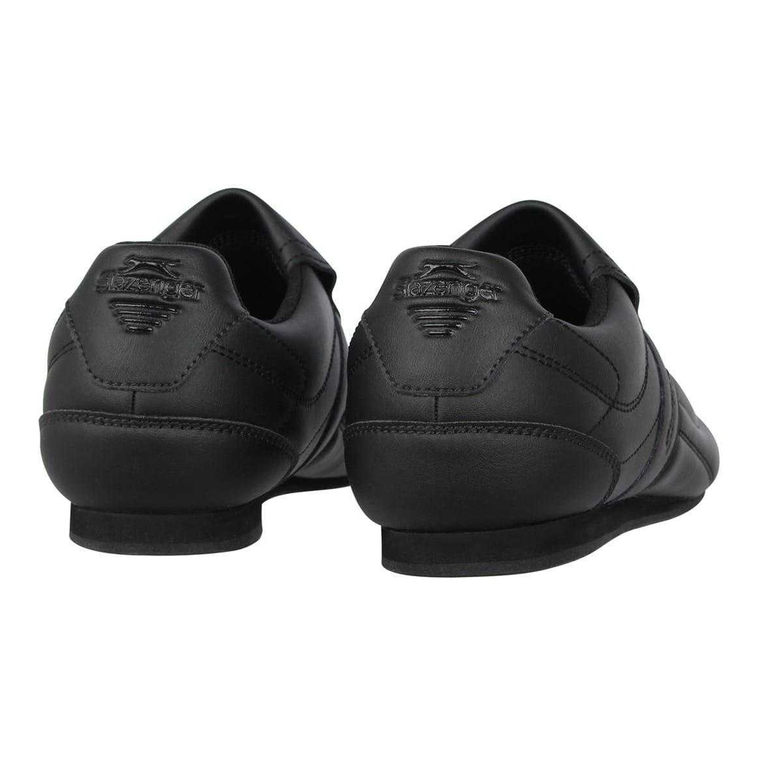 Black-Charcoal - Back - Slazenger Childrens-Kids Warrior Leather Flat Trainers