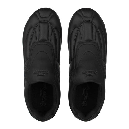 Black-Charcoal - Lifestyle - Slazenger Childrens-Kids Warrior Leather Flat Trainers