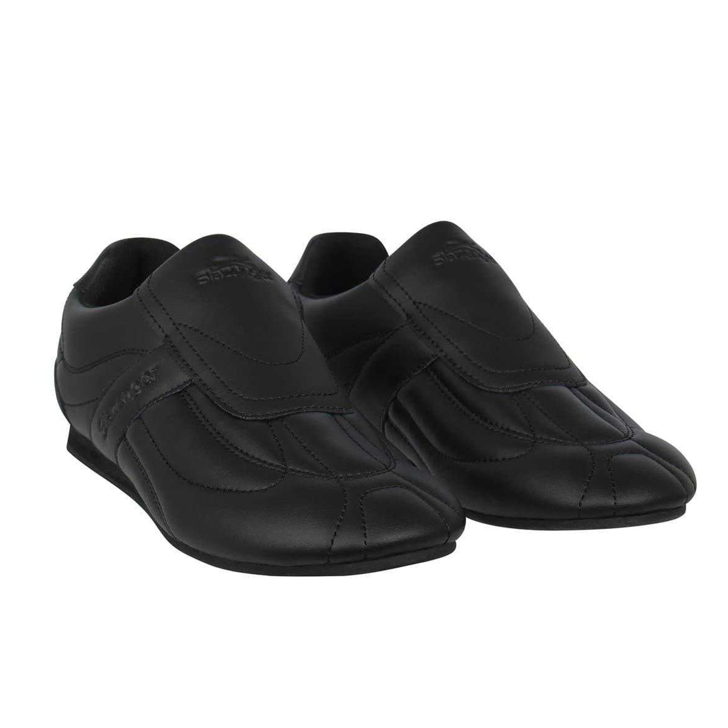 Black-Charcoal - Pack Shot - Slazenger Childrens-Kids Warrior Leather Flat Trainers