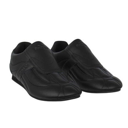 Black-Charcoal - Pack Shot - Slazenger Childrens-Kids Warrior Leather Flat Trainers