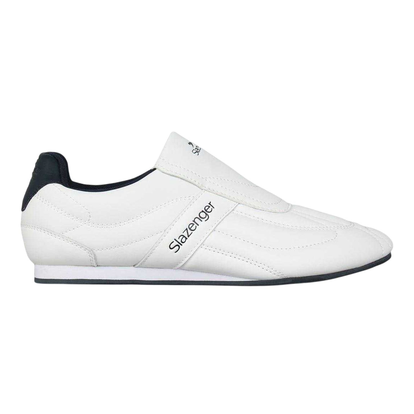 White-Navy - Front - Slazenger Childrens-Kids Warrior Leather Flat Trainers