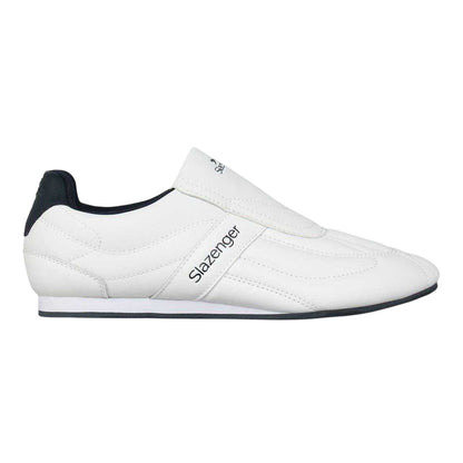 White-Navy - Front - Slazenger Childrens-Kids Warrior Leather Flat Trainers