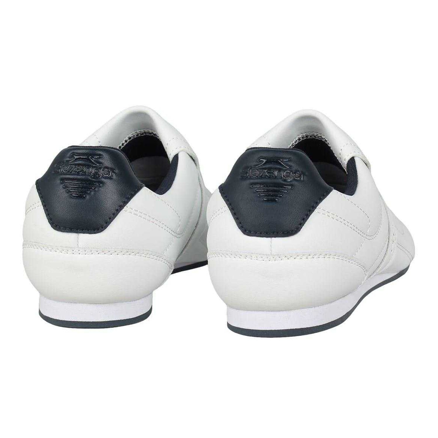 White-Navy - Back - Slazenger Childrens-Kids Warrior Leather Flat Trainers