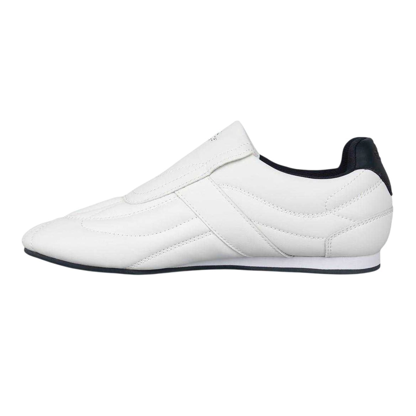 White-Navy - Side - Slazenger Childrens-Kids Warrior Leather Flat Trainers