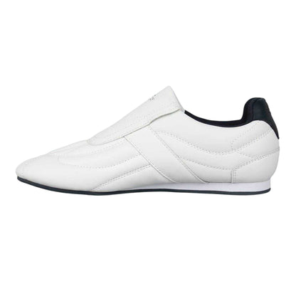 White-Navy - Side - Slazenger Childrens-Kids Warrior Leather Flat Trainers