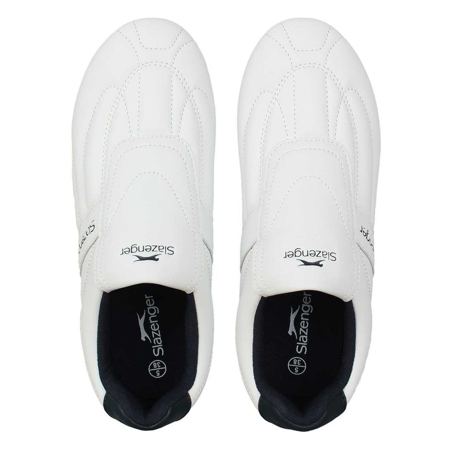 White-Navy - Lifestyle - Slazenger Childrens-Kids Warrior Leather Flat Trainers