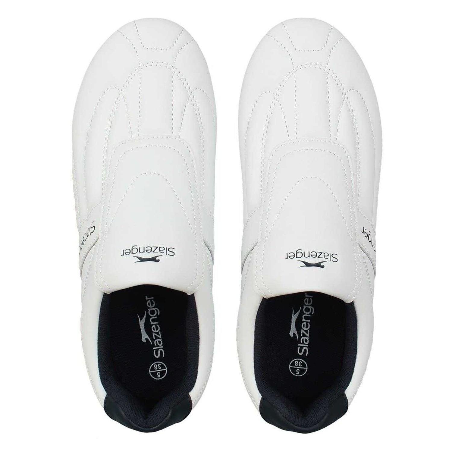 White-Navy - Lifestyle - Slazenger Childrens-Kids Warrior Leather Flat Trainers
