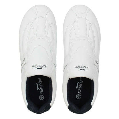 White-Navy - Lifestyle - Slazenger Childrens-Kids Warrior Leather Flat Trainers