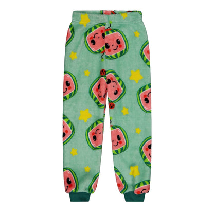 Green-Red - Side - Cocomelon Childrens-Kids Fleece Long Pyjama Set