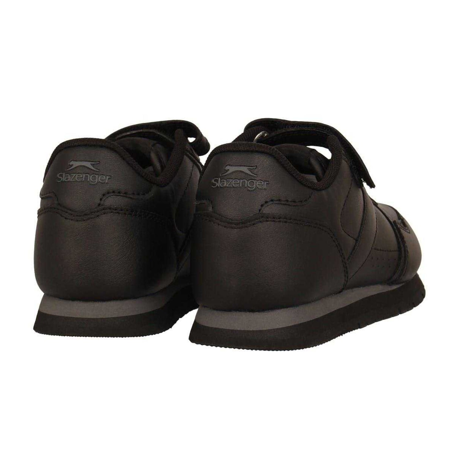 Black - Back - Slazenger Childrens-Kids Classic Coated Leather Touch Fastening Trainers