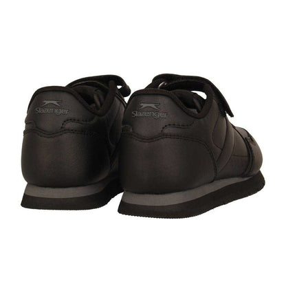Black - Back - Slazenger Childrens-Kids Classic Coated Leather Touch Fastening Trainers