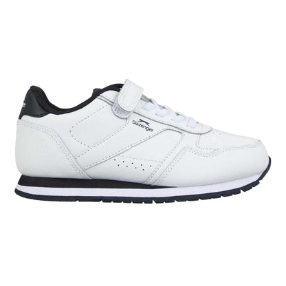 White-Navy - Front - Slazenger Childrens-Kids Classic Coated Leather Touch Fastening Trainers