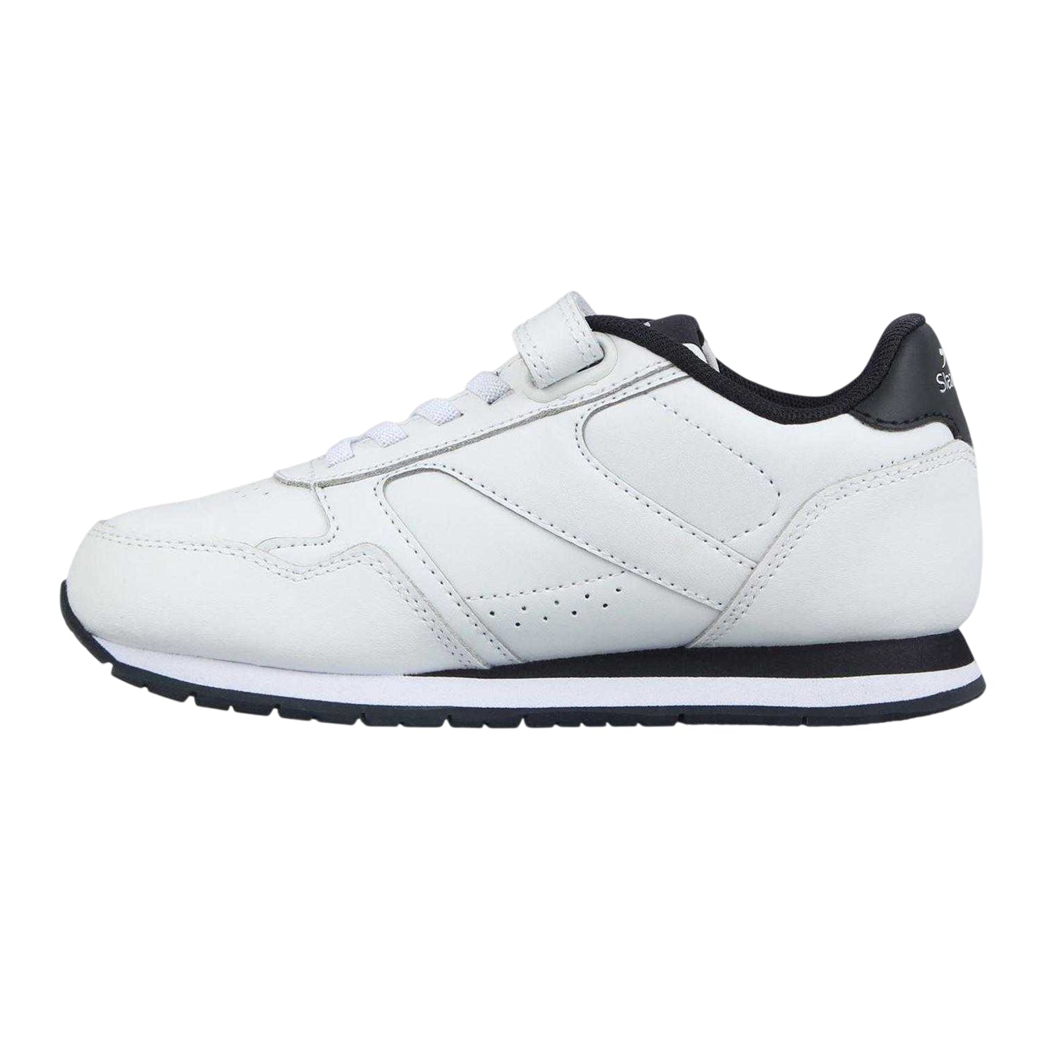 White-Navy - Back - Slazenger Childrens-Kids Classic Coated Leather Touch Fastening Trainers