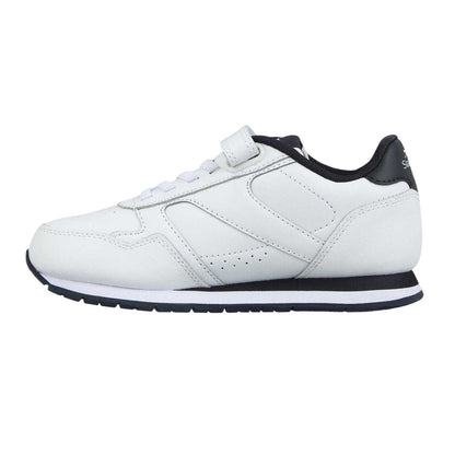White-Navy - Back - Slazenger Childrens-Kids Classic Coated Leather Touch Fastening Trainers