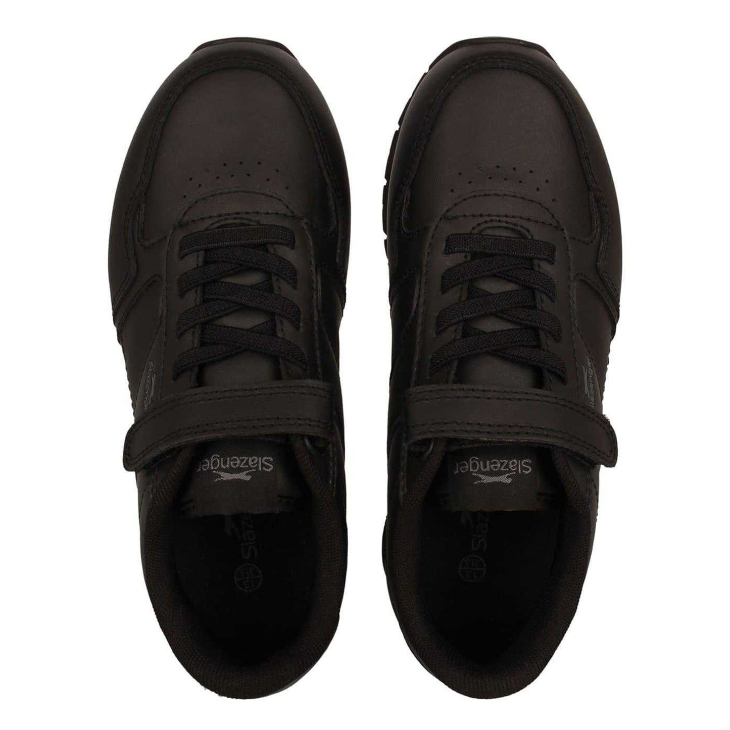 Black - Lifestyle - Slazenger Childrens-Kids Classic Coated Leather Touch Fastening Trainers