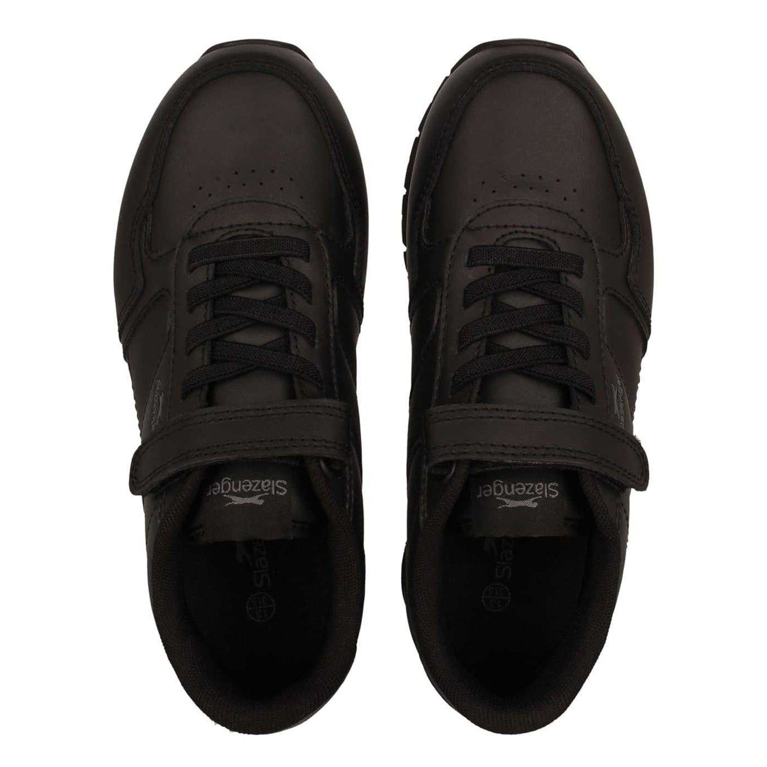 Black - Lifestyle - Slazenger Childrens-Kids Classic Coated Leather Touch Fastening Trainers