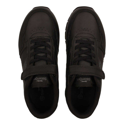 Black - Lifestyle - Slazenger Childrens-Kids Classic Coated Leather Touch Fastening Trainers