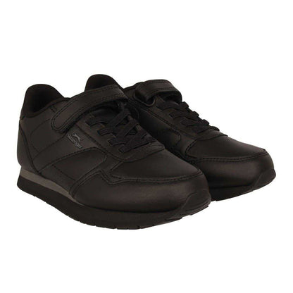 Black - Pack Shot - Slazenger Childrens-Kids Classic Coated Leather Touch Fastening Trainers