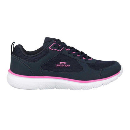 Navy-Fuchsia Pink - Front - Slazenger Womens-Ladies Mesh Flat Trainers