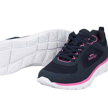 Navy-Fuchsia Pink - Side - Slazenger Womens-Ladies Mesh Flat Trainers