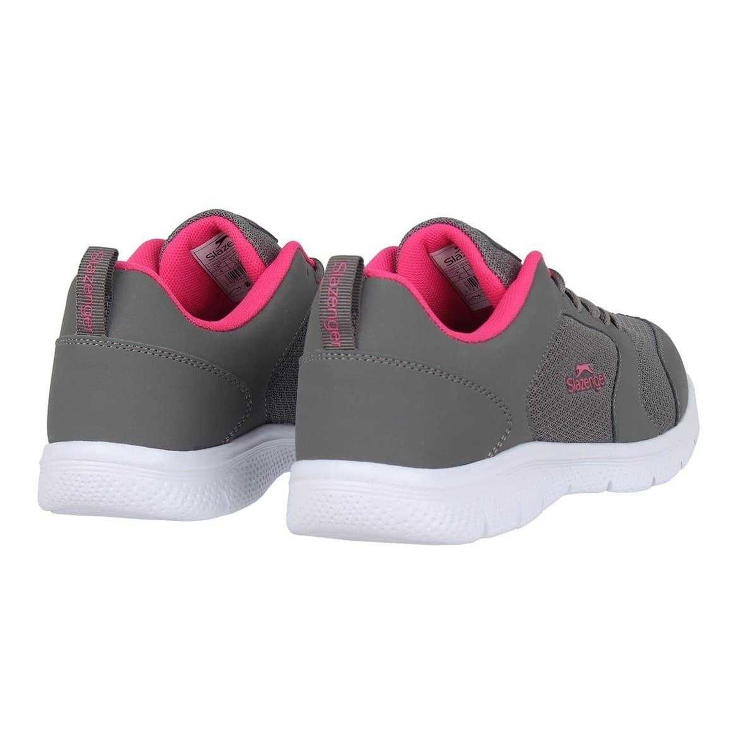 Charcoal-Pink - Back - Slazenger Womens-Ladies Mesh Flat Trainers