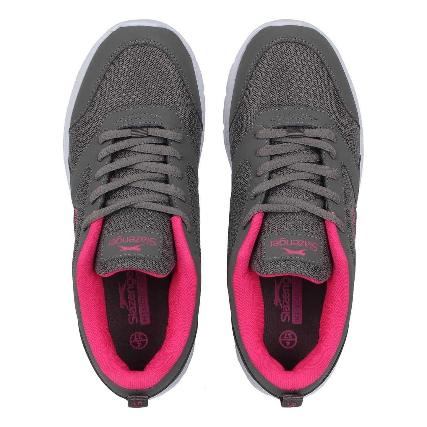 Charcoal-Pink - Lifestyle - Slazenger Womens-Ladies Mesh Flat Trainers
