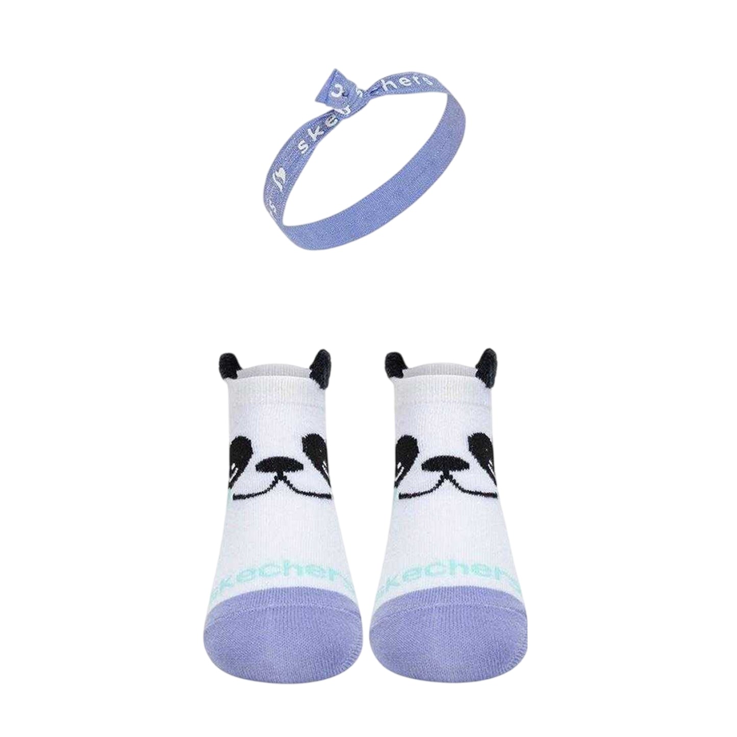 Pink-Blue - Lifestyle - Skechers Childrens-Kids Animal Face Trainer Socks (Pack of 3)