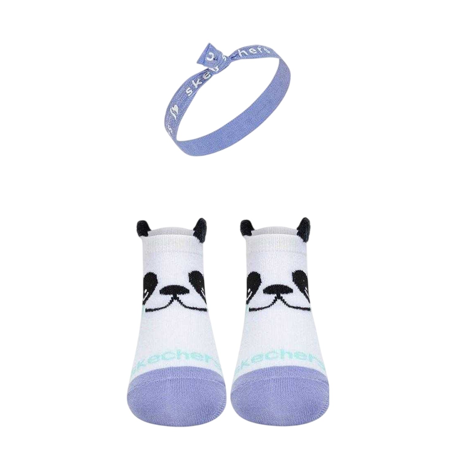 Pink-Blue - Lifestyle - Skechers Childrens-Kids Animal Face Trainer Socks (Pack of 3)