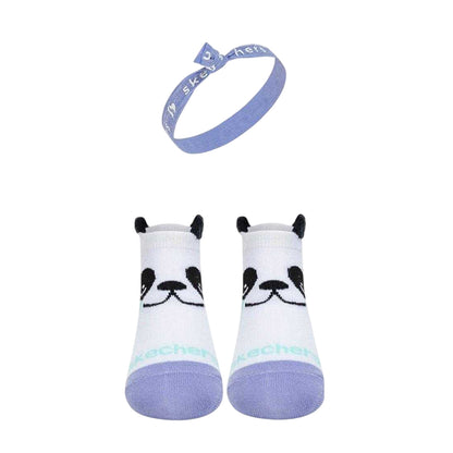 Pink-Blue - Lifestyle - Skechers Childrens-Kids Animal Face Trainer Socks (Pack of 3)