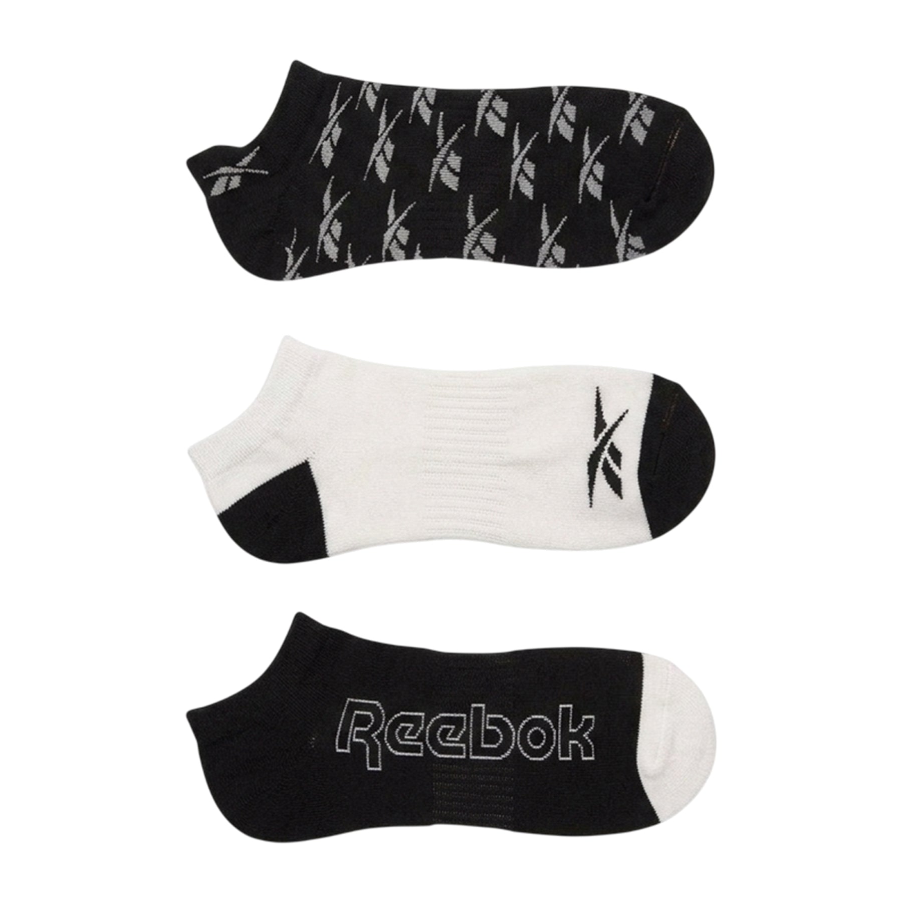 Black-White - Side - Reebok Mens Essentials Trainer Socks (Pack of 3)