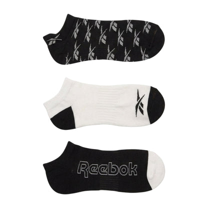 Black-White - Side - Reebok Mens Essentials Trainer Socks (Pack of 3)