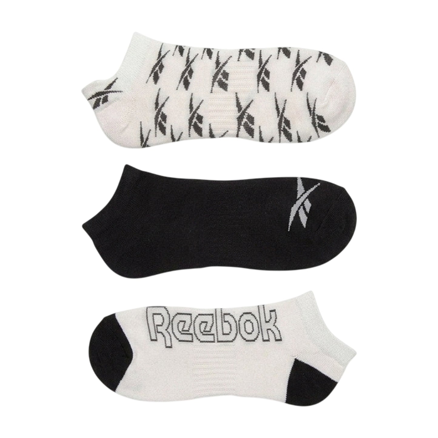 White-Black - Side - Reebok Mens Essentials Trainer Socks (Pack of 3)