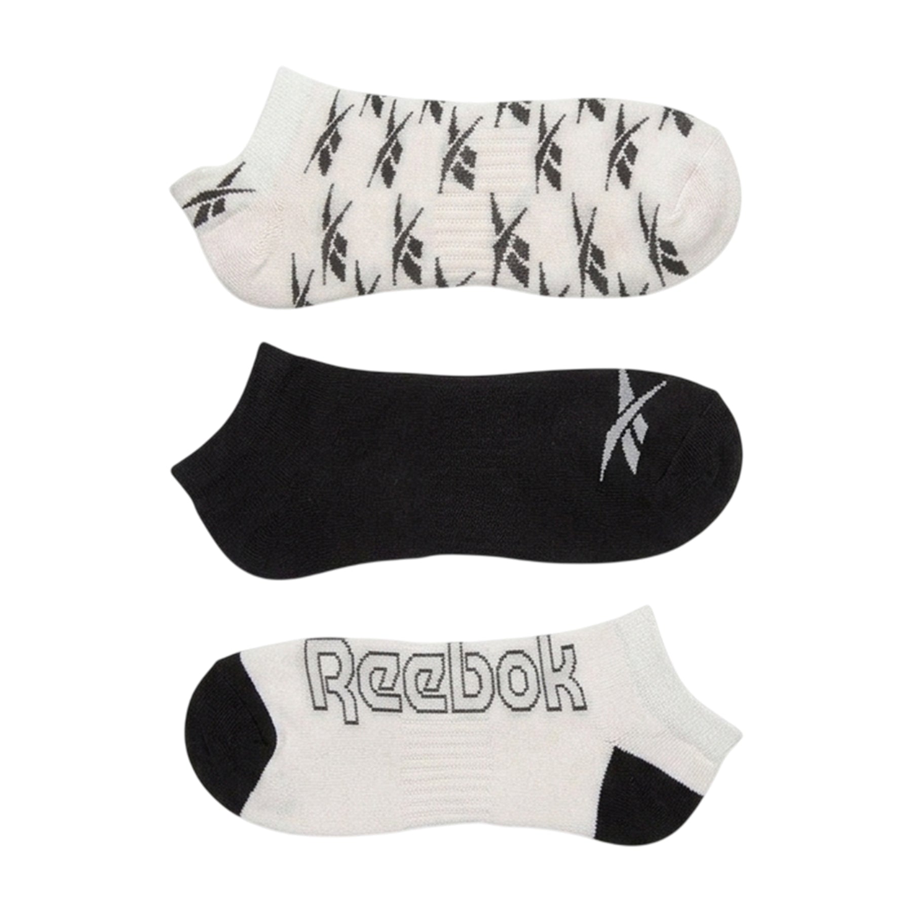 White-Black - Side - Reebok Mens Essentials Trainer Socks (Pack of 3)