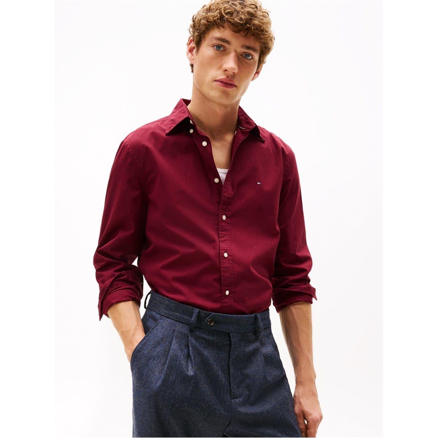 Rouge Red - Back - Tommy Hilfiger Mens Core Flex Poplin Shirt