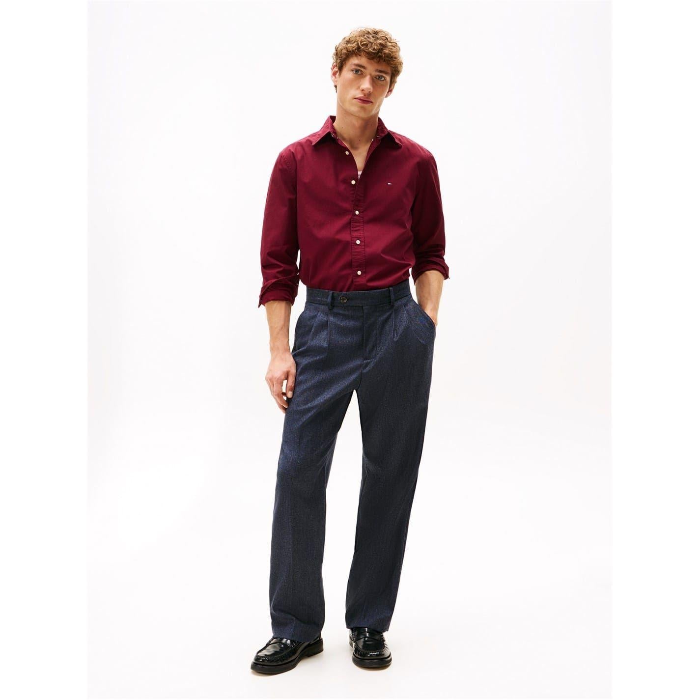 Rouge Red - Side - Tommy Hilfiger Mens Core Flex Poplin Shirt