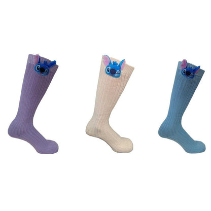 Multicoloured - Front - Lilo & Stitch Womens-Ladies Knee High Socks (Pack of 3)
