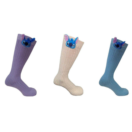Multicoloured - Front - Lilo & Stitch Womens-Ladies Knee High Socks (Pack of 3)