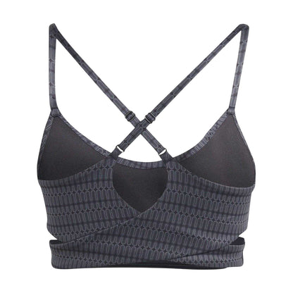 Grey - Back - Adidas Womens-Ladies Yoga Studio Light Support Sports Bra