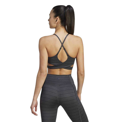 Grey - Side - Adidas Womens-Ladies Yoga Studio Light Support Sports Bra