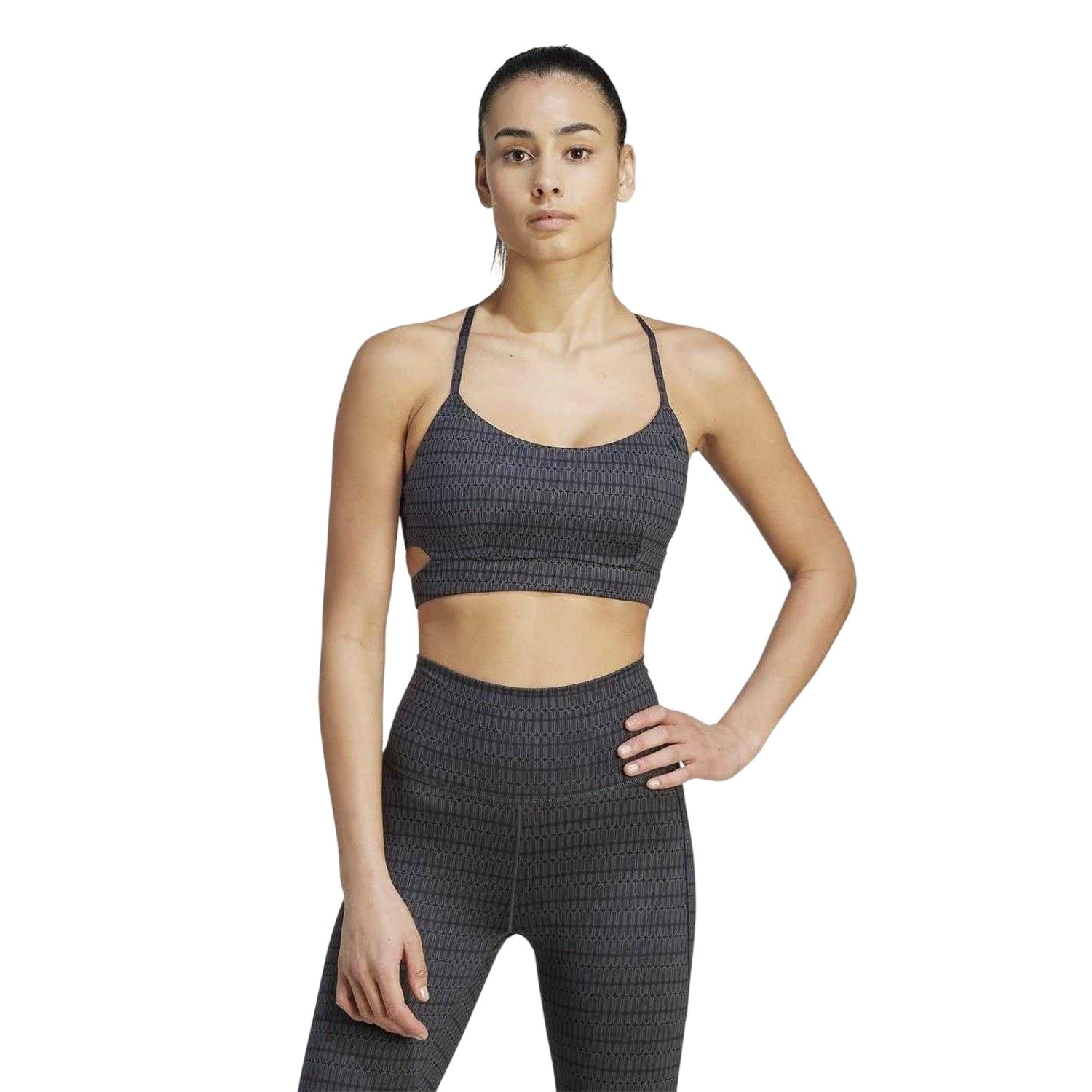 Grey - Lifestyle - Adidas Womens-Ladies Yoga Studio Light Support Sports Bra