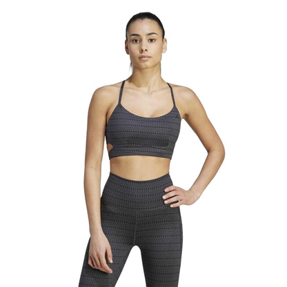 Grey - Lifestyle - Adidas Womens-Ladies Yoga Studio Light Support Sports Bra