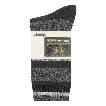 Slate-Grey - Side - Jeep Womens-Ladies Stripe Boot Socks (Pack of 3)