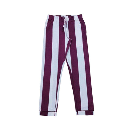 Blue - Side - Linea Womens-Ladies HW Stripe Button Pyjama Set