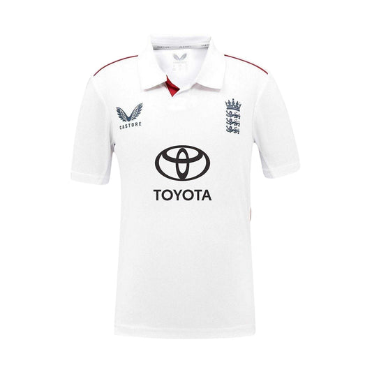 White - Front - Castore Childrens-Kids 26-27 England Cricket IT20 Cricket Shirt